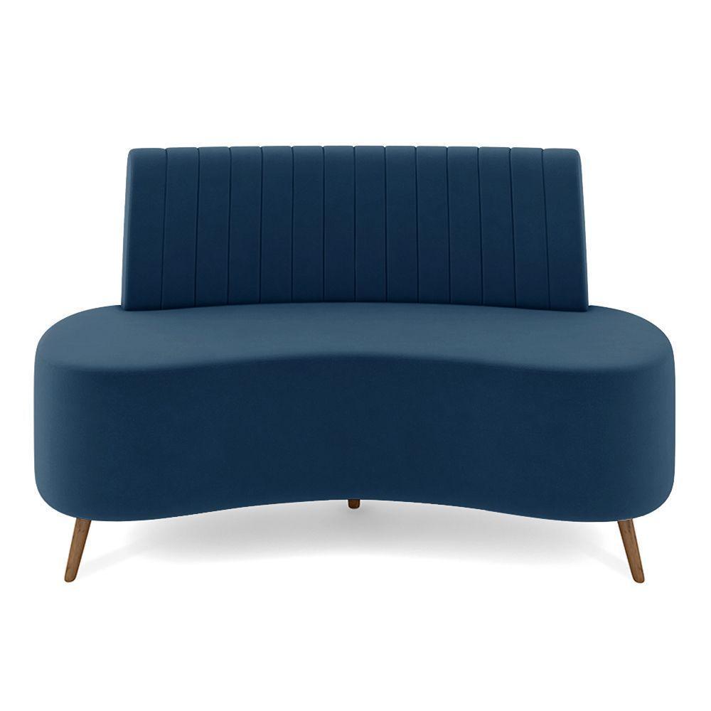 Sofá Living Decorativo 2 Lugares 1,35m Katara Azul Veludo G33 - Gran Belo - 7