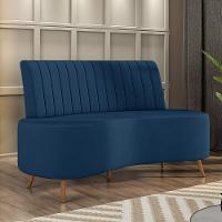 Sofá Living Decorativo 2 Lugares 1,35m Katara Azul Veludo G33 - Gran Belo - 1