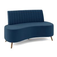 Sofá Living Decorativo 2 Lugares 1,35m Katara Azul Veludo G33 - Gran Belo - 2