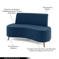 Sofá Living Decorativo 2 Lugares 1,35m Katara Azul Veludo G33 - Gran Belo - 3