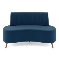 Sofá Living Decorativo 2 Lugares 1,35m Katara Azul Veludo G33 - Gran Belo - 7