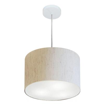 Lustre Pendente Cilíndrico Md-4211 Cúpula em Tecido 35x25CM Bivolt Linho Bege Vivare Brasil