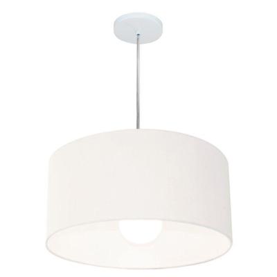 Lustre Pendente Cilíndrico MD-4203 Cúpula em Tecido 45X21CM Bivolt 110V-220V Branco Vivare Brasil
