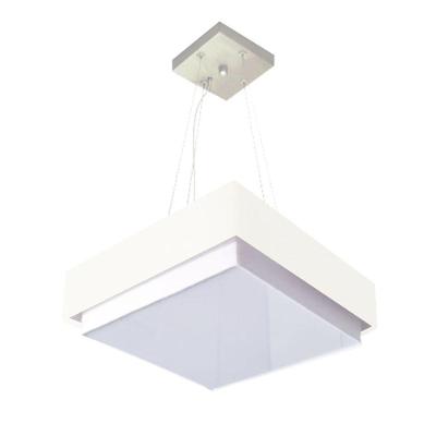 Lustre para Sala de Jantar MD-4405 com Cúpula em Tecido Quadrada Grande Branco Vivare Brasil