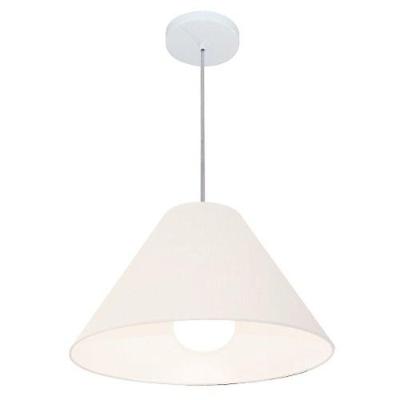 Lustre Pendente Md-4078 Cúpula em Tecido Cone Pequeno Fio Ajustável Branco Vivare Brasil Iluminação