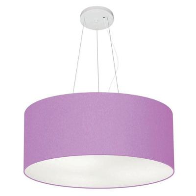Lustre Pendente Cilíndrico Md-4047 Cúpula em Tecido 50X21CM Bivolt 110V-220V Lilás Vivare Brasil
