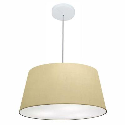 Lustre Pendente Md-4050 Cúpula Tecido Cone Médio Fio Ajustável Algodão-crú Vivare Brasil Iluminação