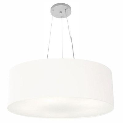 Lustre Pendente Cilíndrico Md-4070 Cúpula em Tecido 80X30CM Bivolt 110V-220V Branco Vivare Brasil
