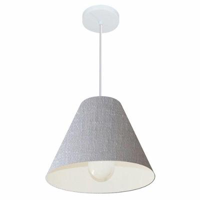 Lustre Pendente Md-4028 Cúpula em Tecido Pequeno Fio Ajustável rústico-cinza Vivare Brasil