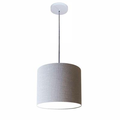 Luminária Pendente Free Lux Md-4106 com Cúpula em Tecido Rústico-cinza e Canopla Branca Vivare