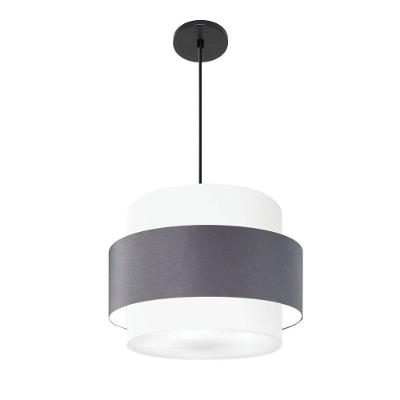 Lustre Pendente MD-4392 com Cúpula em Tecido, Design Cilíndrico, branco-cinza-escuro-branco Vivare