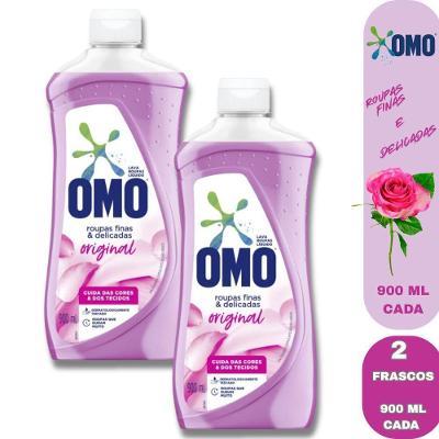 Kit Lava Roupas Líquido Finas e Delicadas Original 2x900ML Dermatologicamente Testado OMO