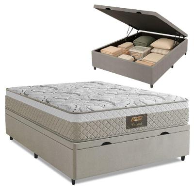 Cama Box Baú Casal Cristal Molas Ensacadas 138x188x64cm Bege