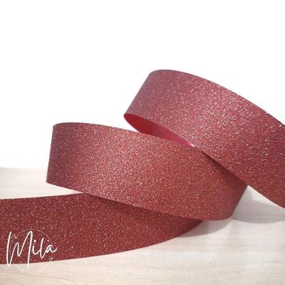 Fita Decorada para Laço 32mm X 10 Metros Glitter Vermelho em 100%