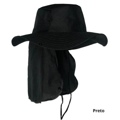 Kit 2 Chapéu Pescador Australiano com Proteção de Nuca e Pescoço Preto OEM Unissex Adulto