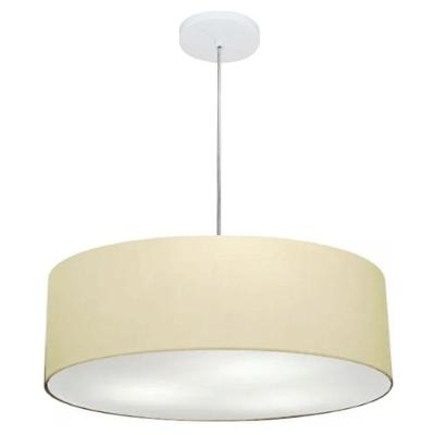 Lustre Pendente Cilíndrico Md-4217 com Cúpula em Tecido 50x15cm Bivolt Branco Vivare Brasil