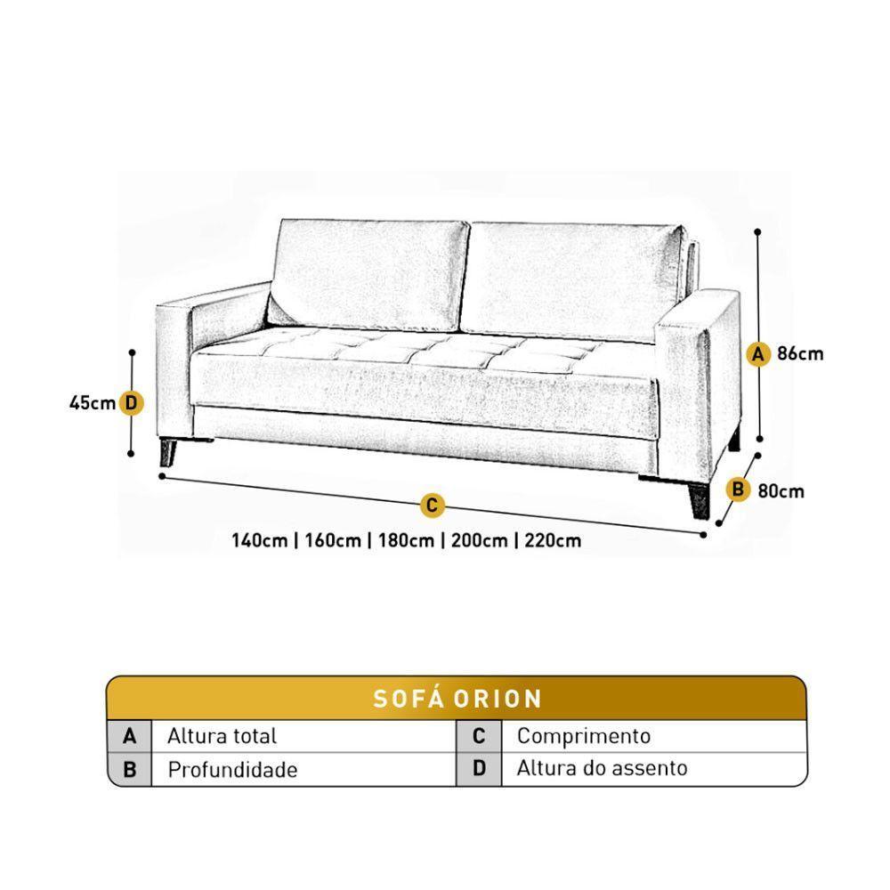 Sofá Fixo Orion Até 4 Lugares Luxo 220cm Castellar Móbile Bege - 3