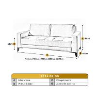 Sofá Fixo Orion Até 4 Lugares Luxo 220cm Castellar Móbile Bege - 3