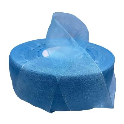 Fita de Organza Voal Premium 38MM em Azul Bebe Rolo com 10M OEM