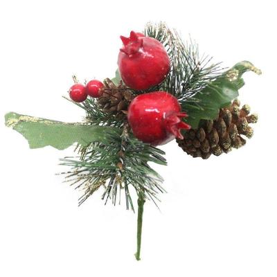 Kit de Ramos Decorativos Natalinos Kit 10 Romã Artificial com Brilho Verde Vermelho Outras Marcas