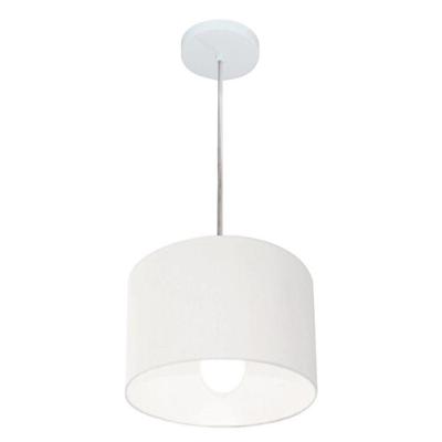 Lustre Pendente Md-4201 Cúpula em Tecido 25x25CM Cilíndrico Bivolt Branco Vivare Brasil Iluminação