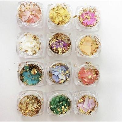 Decoração para Unhas Kit 12 Madre Pérola com Fio de Ouro Encapsulamento Acrigel Dourado OEM