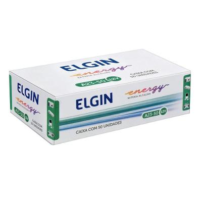 Bateria Alcalina Elgin 23A 12V Embalagem Industrial 50 Unidades para Equipamentos de Alta Descarga