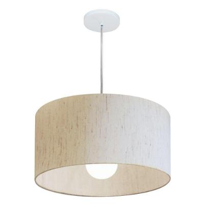 Lustre Pendente Cilíndrico Md-4203 Cúpula em Tecido Linho 45X21CM Bege Vivare Brasil Iluminação