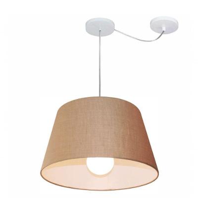 Lustre Pendente Md-4273 com Cúpula Cone em Tecido Pequeno Branco Vivare Brasil Iluminação