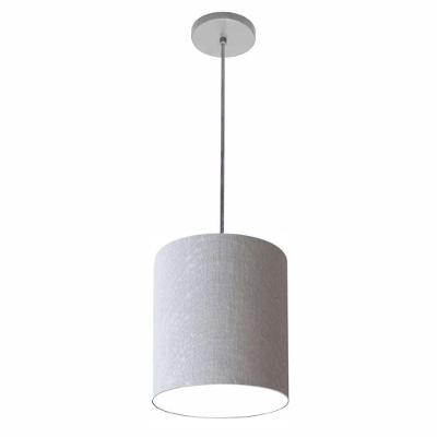 Luminária Pendente Free Lux Md-4104 com Cúpula em Tecido Rústico Cinza Vivare Brasil Iluminação