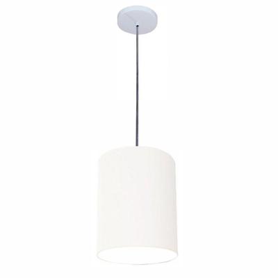 Lustre Pendente Free Lux PE-4104BR Cúpula Tecido Cilíndrico 15X25CM Branca Vivare Brasil Iluminação