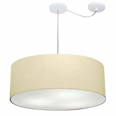 Lustre Pendente Cilíndrico Md-4266 Cúpula em Tecido, Desvio de Centro, Algodão-crú Vivare Brasil