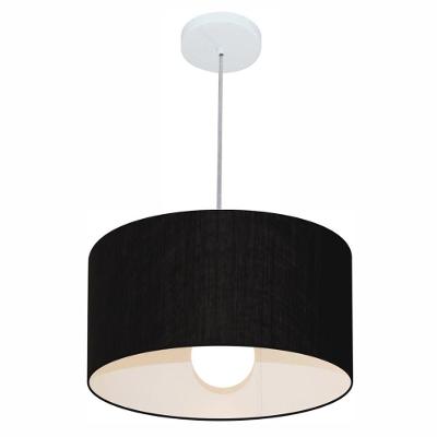 Lustre Pendente Cilíndrico Md-4031 Cúpula em Tecido 40X21CM Bivolt 110V-220V Preto Vivare Brasil