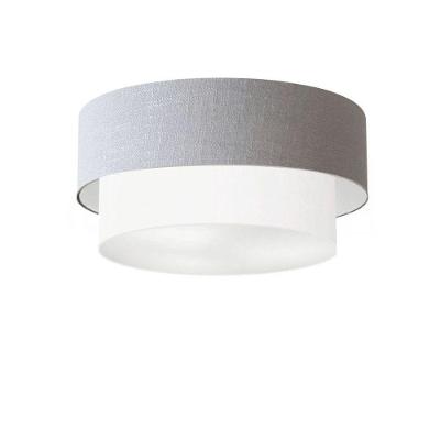 Plafon de Teto Md-3017 Duplo Cilíndrico com Cúpula em Tecido rústico-cinza-branco Vivare Brasil