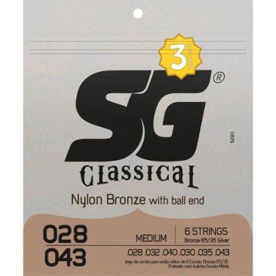 Encordoamento para Violão Nylon Bronze Medium Pack (c-3) 5280TP com Tensão Média Bronze SG Strings