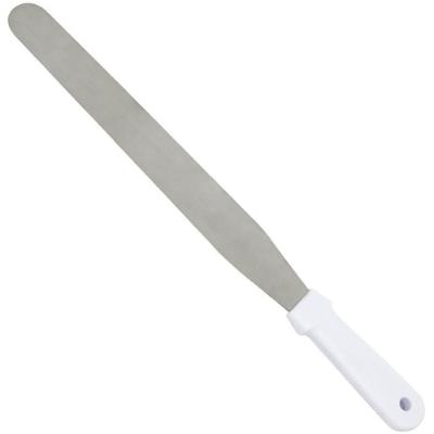 Espátula de Confeiteiro 9109 Curva 24CM em Plástico e Aço Inox Branco Prata Ke Home