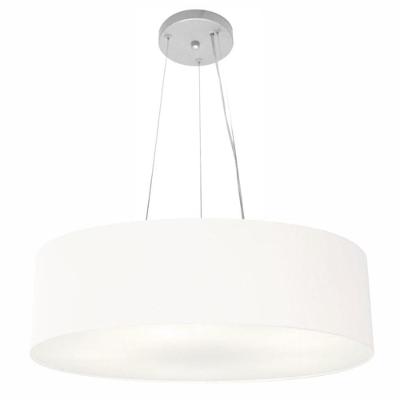 Lustre Pendente Cilíndrico Md-4193 Cúpula em Tecido 70X15CM Bivolt Branco Vivare Brasil Iluminação