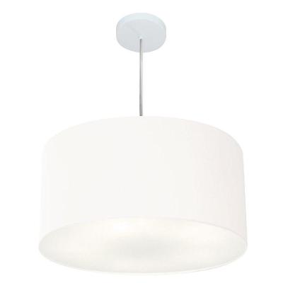 Lustre Pendente Cilíndrico Md-4245 com Cúpula em Tecido 50x30cm Bivolt Branco Vivare Brasil