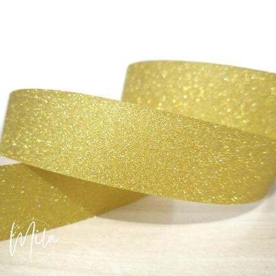 Fita para Laço Fita Decorada para Laço Várias Cores Polietileno 32mm X 10 Metros Glitter Ouro OEM