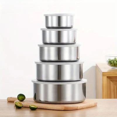 Jogo de Potes Jogo 5 Potes Tigelas em Inox Alumínio com Tampa Redondo para Cozinha OEM