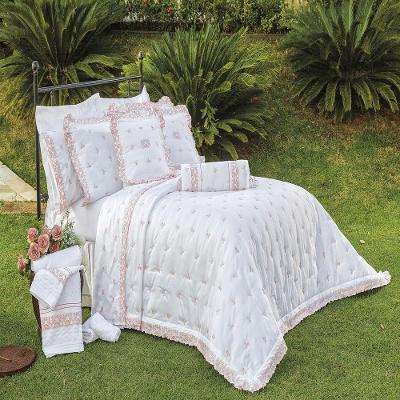 Jogo de Cama Rivieri Queen 4 Peças 100% Algodão Percal 600 Fios Bordado Branco
