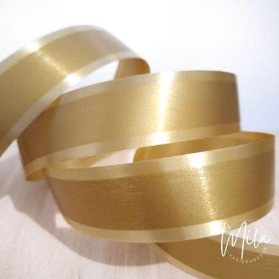 Fita Decorada para Laço Cor 3d Ouro Polietileno 32mm X 10m Dourado 1 Rolo OEM