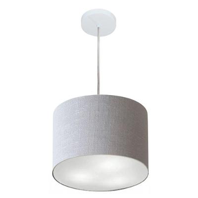 Lustre Pendente Cilíndrico Md-4210 Cúpula em Tecido 30X25CM Rústico Cinza Vivare Brasil Iluminação