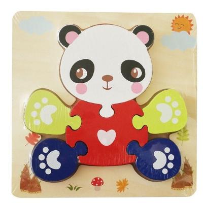 Quebra-Cabeça de Madeira 3D Cor Panda Infantil Educativo em Formato Tangram Preto OEM