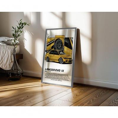 Quadro Decorativo Lancer Evo Ix Retangular 50x70CM Amadeirado