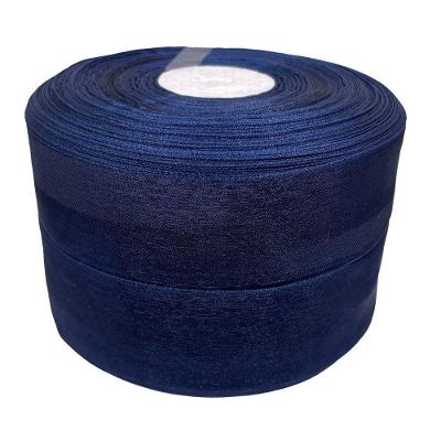Fita de Organza Voal Premium em 38MM Azul Marinho Rolo 10M para Laços OEM