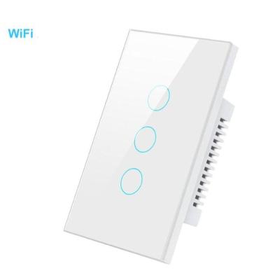 Interruptor Inteligente Wi-Fi Touch 3 Botões S-n com Controle por Voz Alexa e Google Branco OEM
