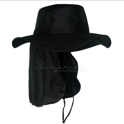 Chapéu Pescador Australiano Boné com Proteção para Cabeça e Pescoço Preto OEM