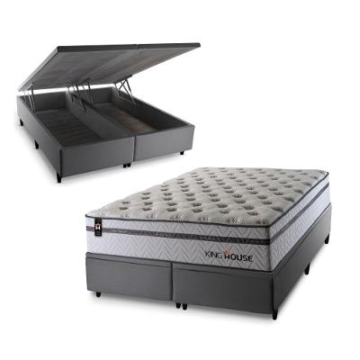 Cama Box Baú Bali Relax Magnetico 158x198 Cinza King House