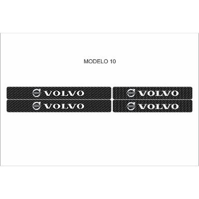 Kit Adesivo para Soleira de Porta Carro Volvo 4 Peças Proteção Anti Arranhões Fibra de Carbono OEM